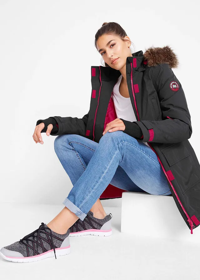 Parka funcional guateada para exteriores Negro