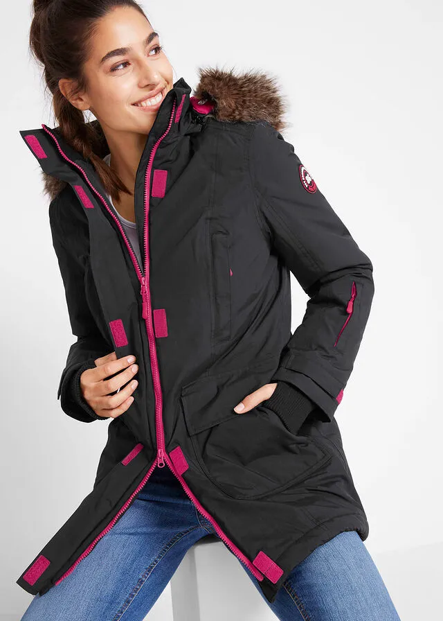 Parka funcional guateada para exteriores Negro