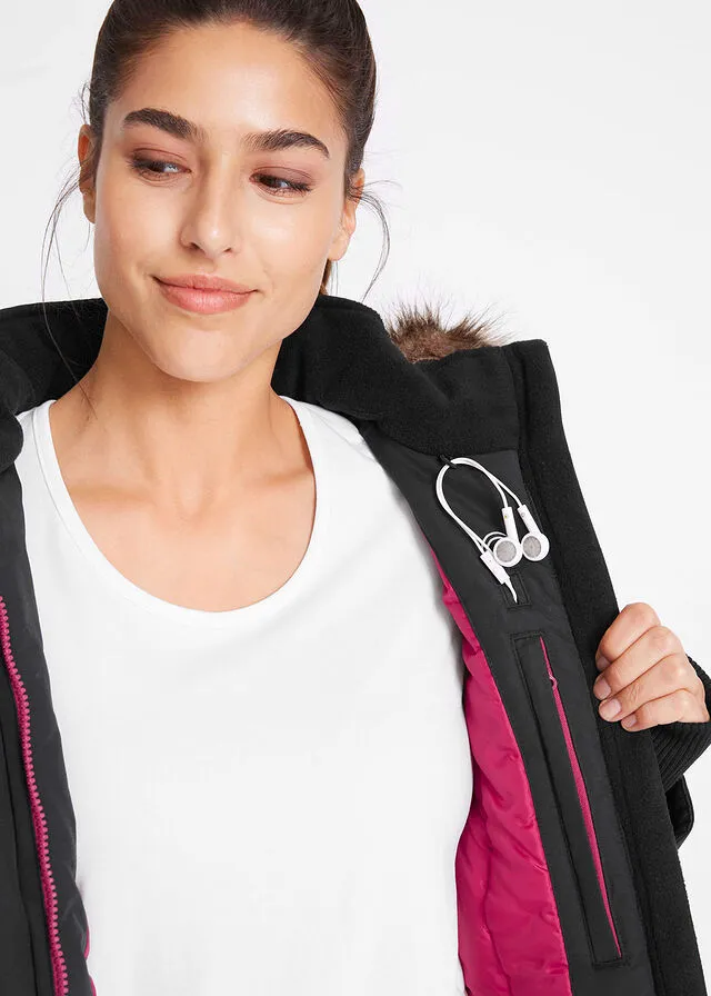 Parka funcional guateada para exteriores Negro