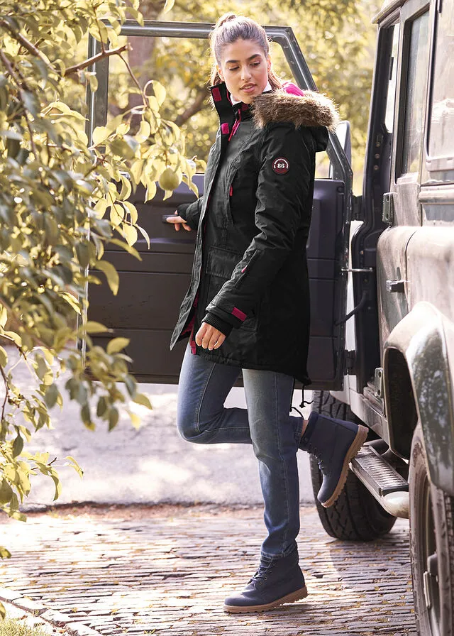 Parka funcional guateada para exteriores Negro