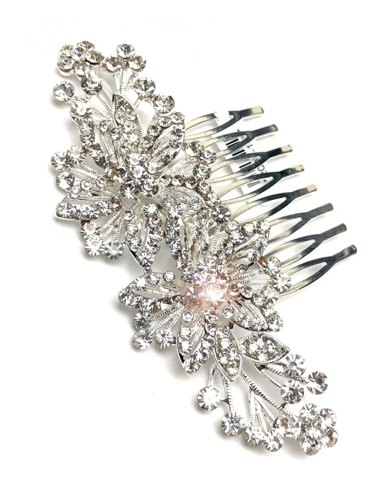 PEINETAS DE MUJER PARA BODAS CON BONITAS FLORES DE CRISTAL