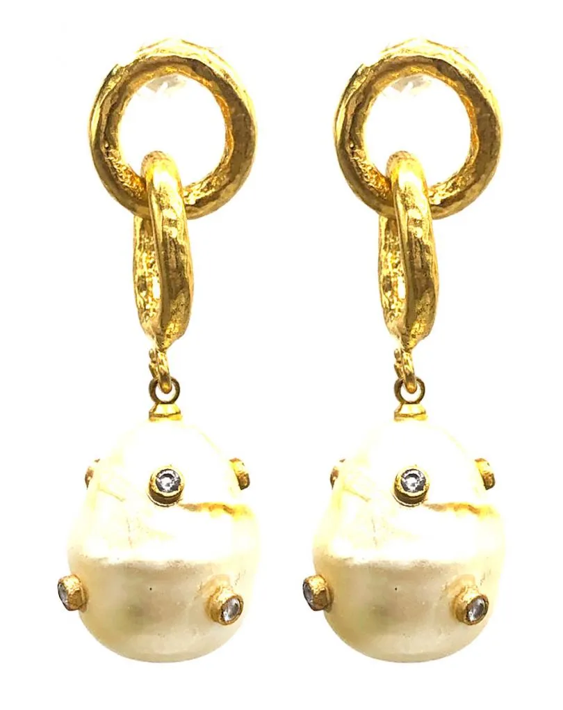 PENDIENTES OVAL PERLA BARROCA CON CIRCONITAS