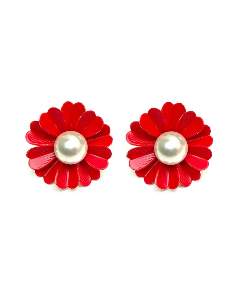 PENDIENTES ROJOS DE MARGARITA, LUCELOS CON TU VESTIDO Y COMBINALOS CON TUS PERLAS