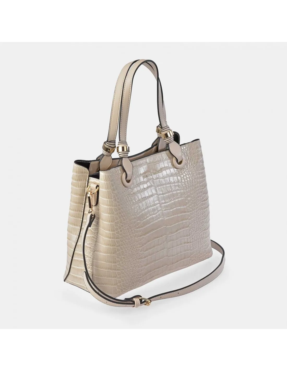 PIERRE CARDIN Bolso de mano grabado para mujer con doble asa y bandolera