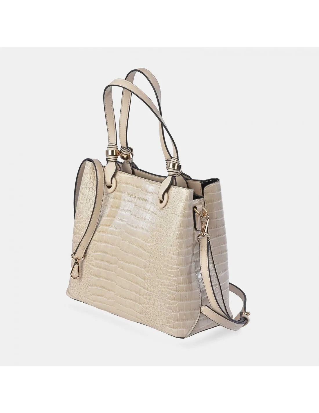 PIERRE CARDIN Bolso de mano grabado para mujer con doble asa y bandolera