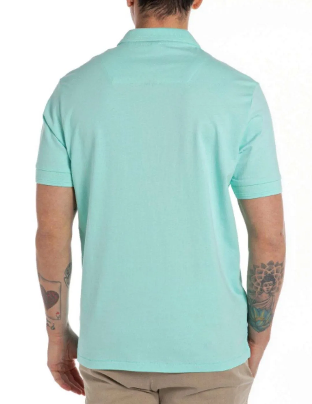 Polo Replay azul turquesa con logo manga corta para hombre