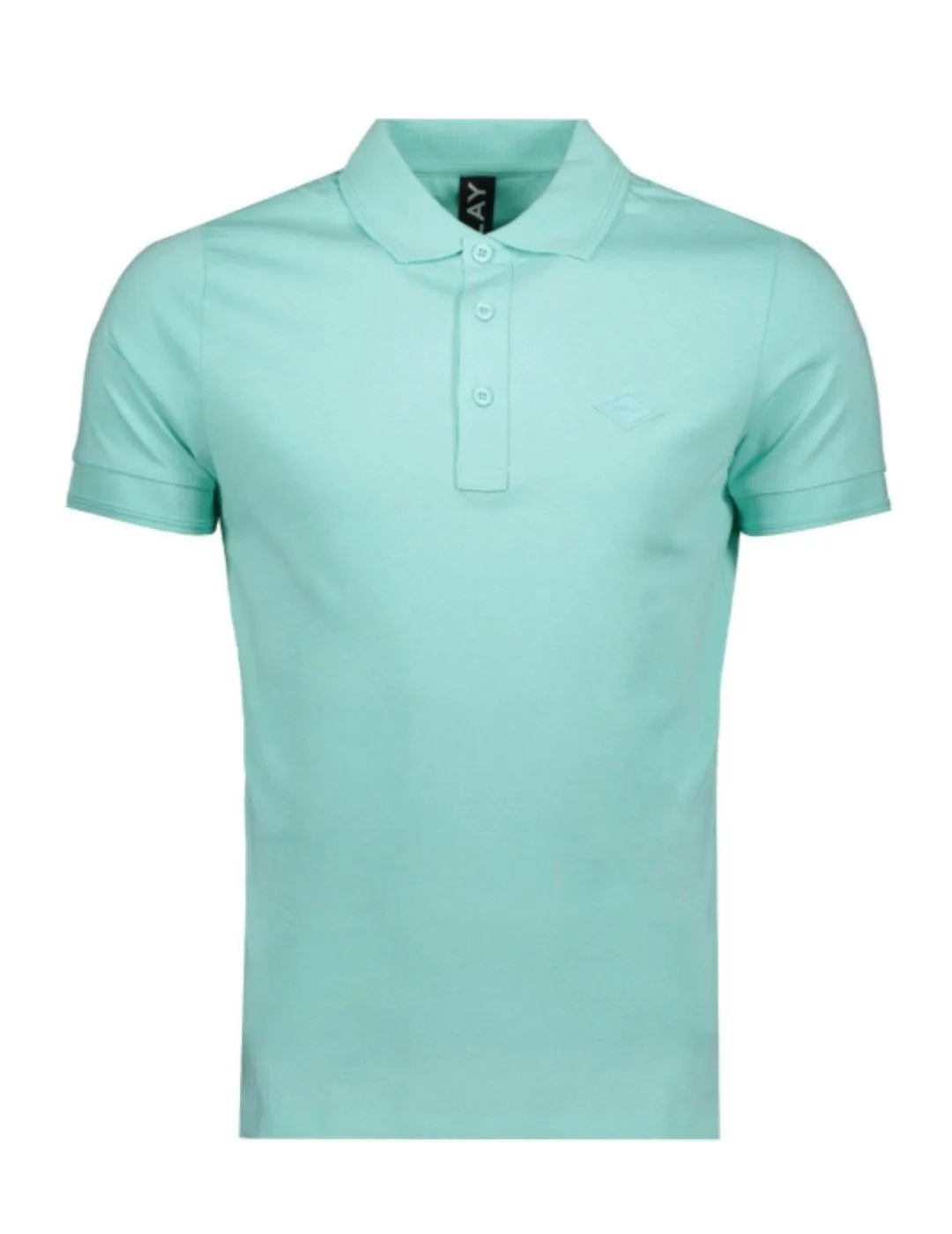Polo Replay azul turquesa con logo manga corta para hombre