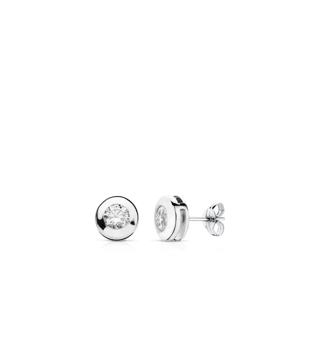 Puces d'oreilles or blanc Mercedes 7 mm 18 Carats