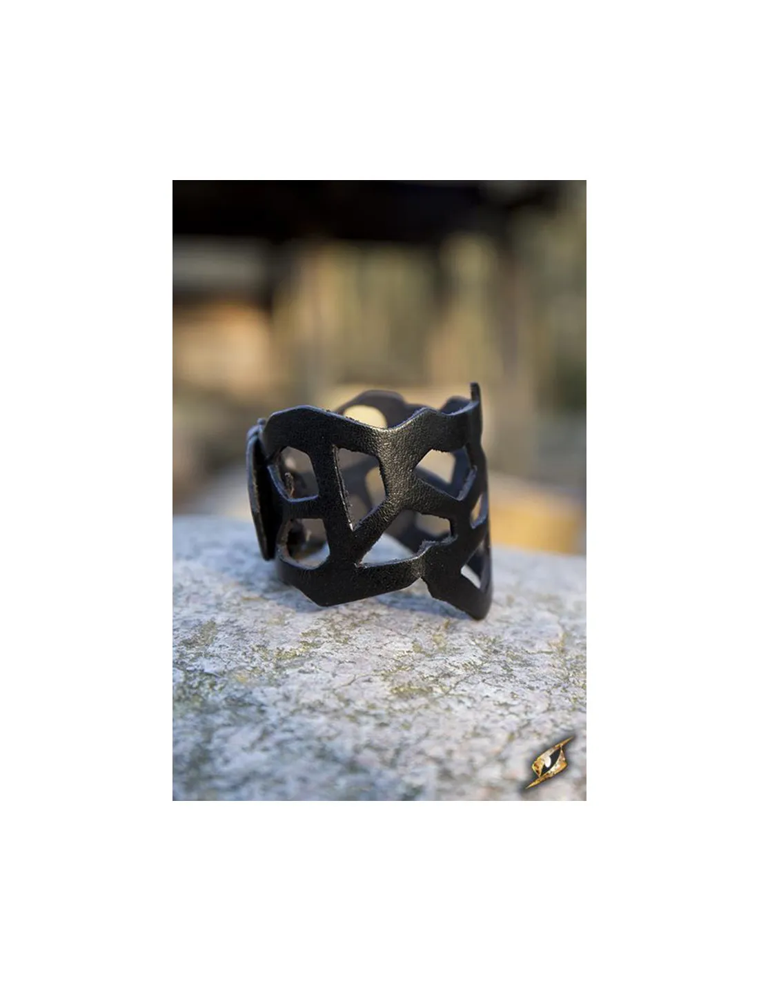 Pulsera Elfo Pícaro de cuero color negro, 31 cm.