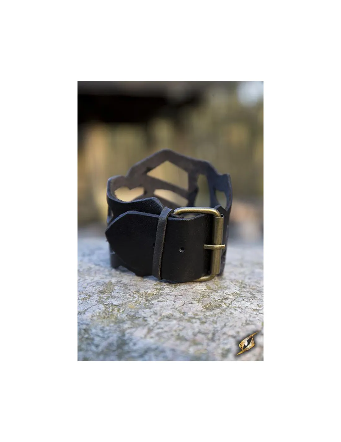 Pulsera Elfo Pícaro de cuero color negro, 31 cm.