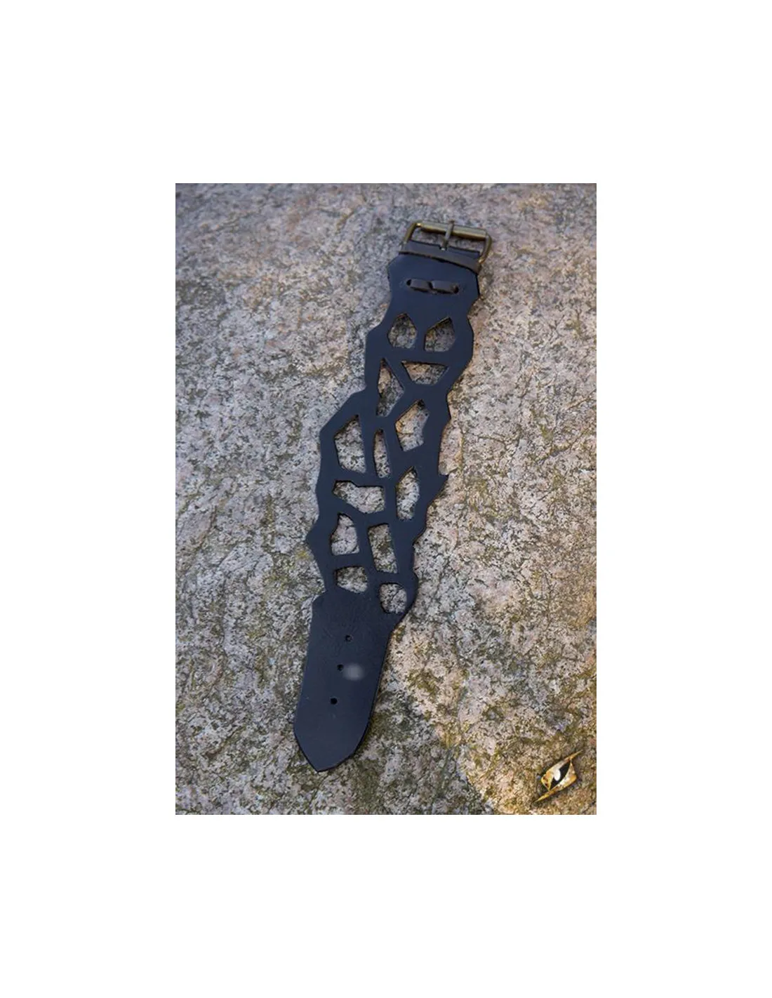 Pulsera Elfo Pícaro de cuero color negro, 31 cm.