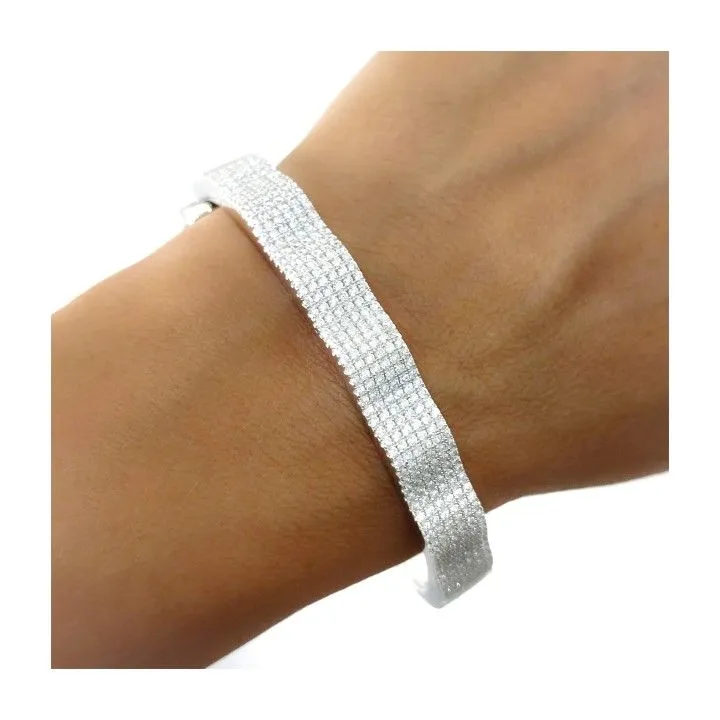 Pulsera Plata Brazalete Con Circonitas