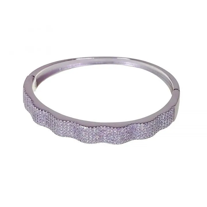 Pulsera Plata Brazalete Con Circonitas