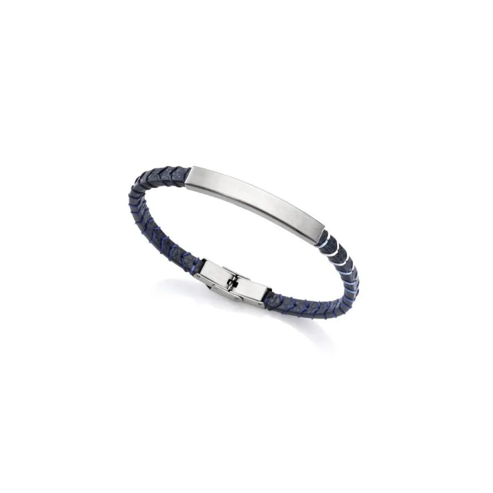Pulsera Viceroy Fashion de acero con plata y piel azul para hombre