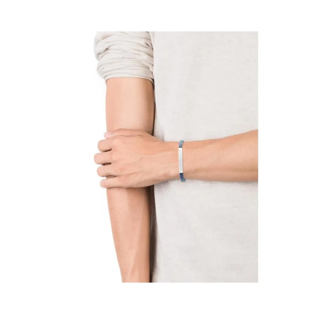 Pulsera Viceroy Fashion de acero con plata y piel azul para hombre