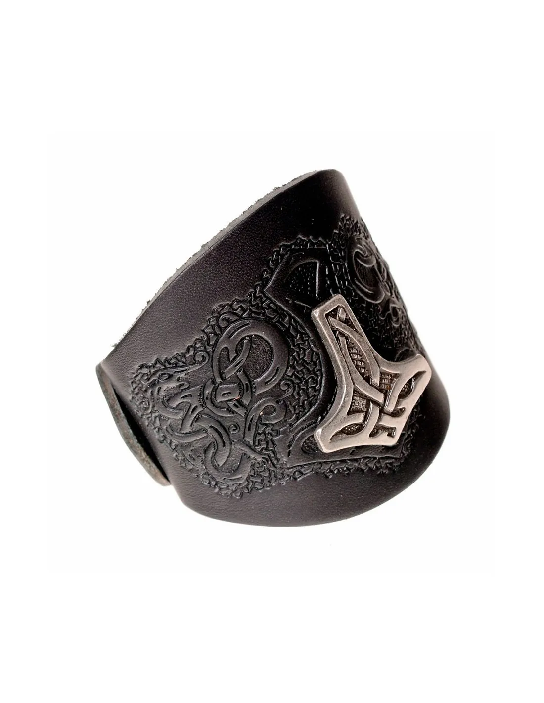 Pulsera vikinga Thor con relieves en cuero