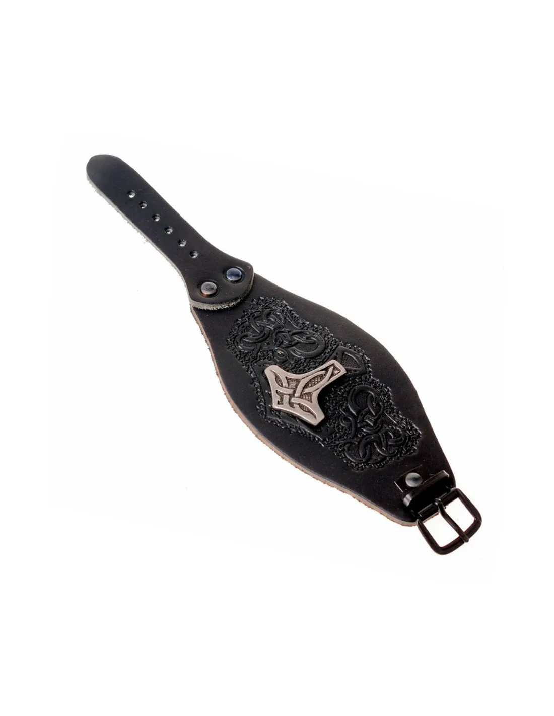 Pulsera vikinga Thor con relieves en cuero