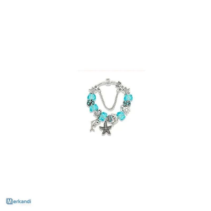 Pulseras estilo pandora Pack Mix  Acero Bañada en Plata de ley