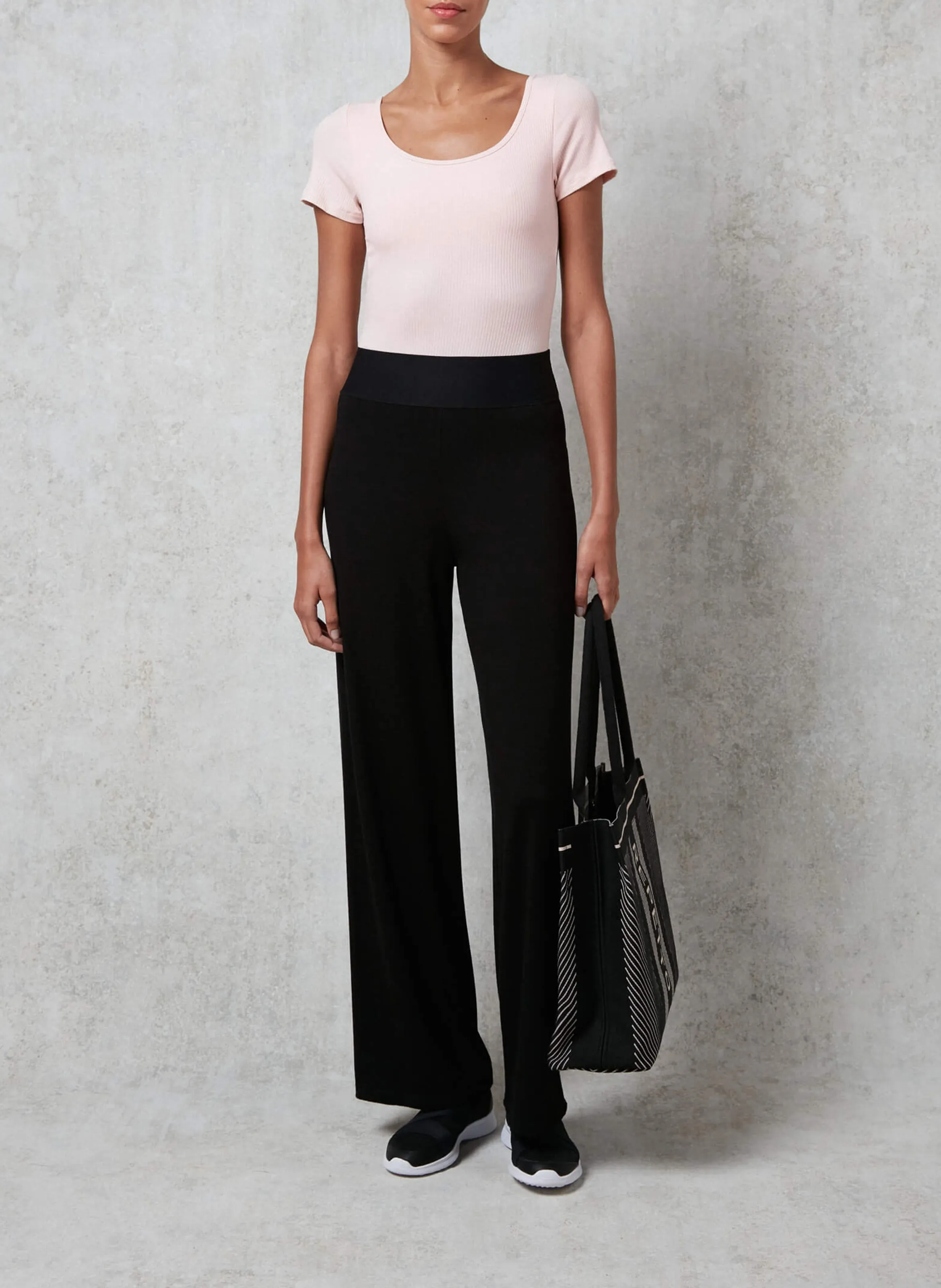 REPETTO Pantalón ancho de talle alto en negro