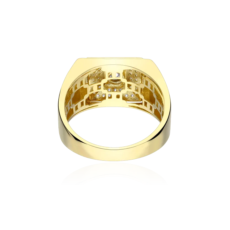 Sello Oro 18k Cuadrado Circonitas "Auma"