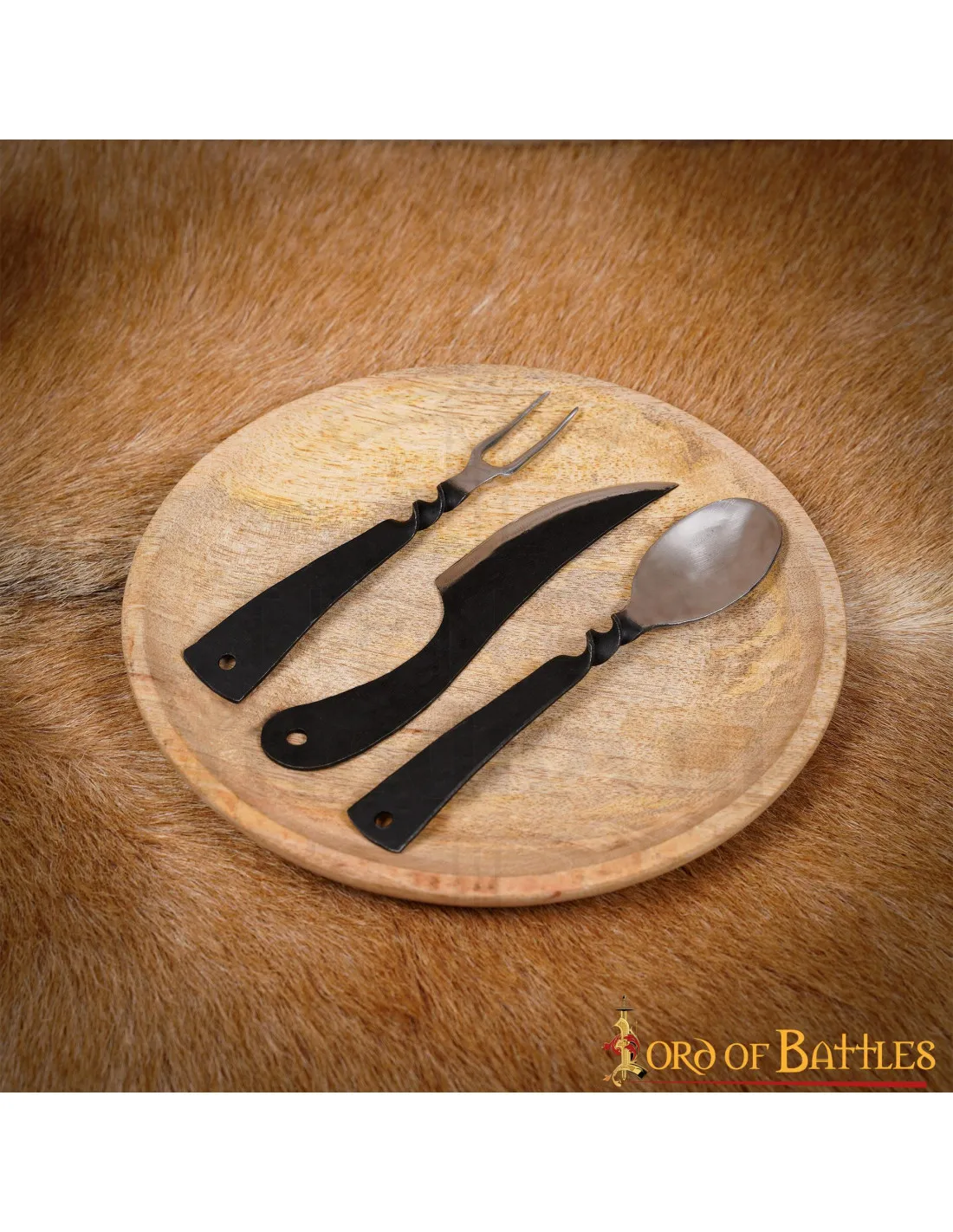 Set de cubiertos medievales acero inoxidable, con funda cuero
