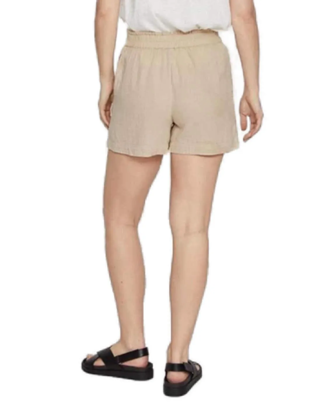 Short Vila Anie beige con cintura elástica para mujer
