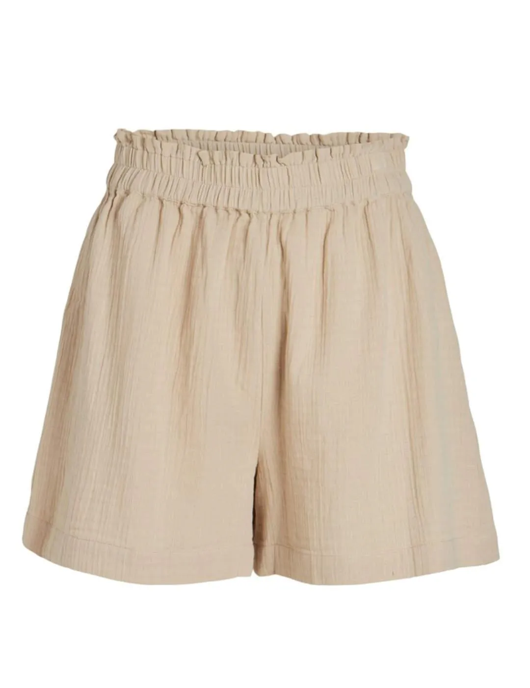 Short Vila Anie beige con cintura elástica para mujer