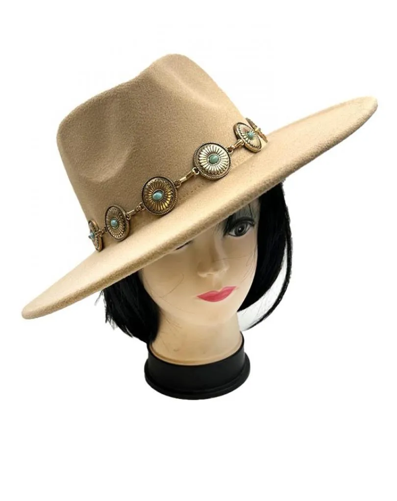 SOMBREROS CAMEL CLARO ESTILO IBIZENCO Y  BOHO CADENA DORADA