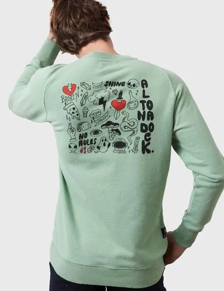 Sudadera Altonadock verde con gráfico para hombre