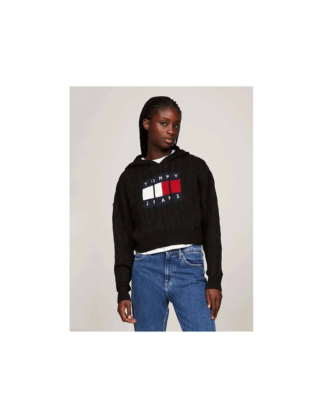 Sudadera de punto trenzado con capucha de Tommy Jeans