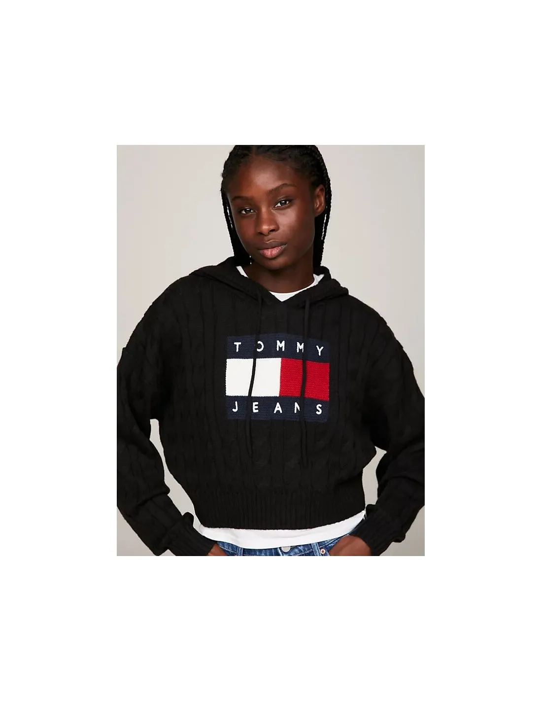 Sudadera de punto trenzado con capucha de Tommy Jeans