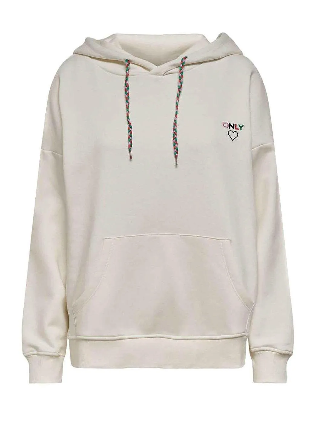 Sudadera Only Noomi blanca logo con capucha para mujer