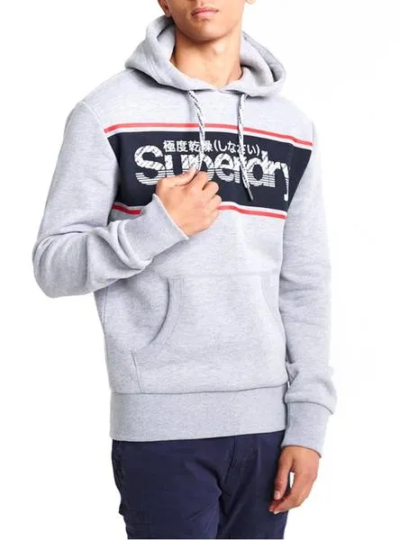sudadera superdry retro sport gris hombre