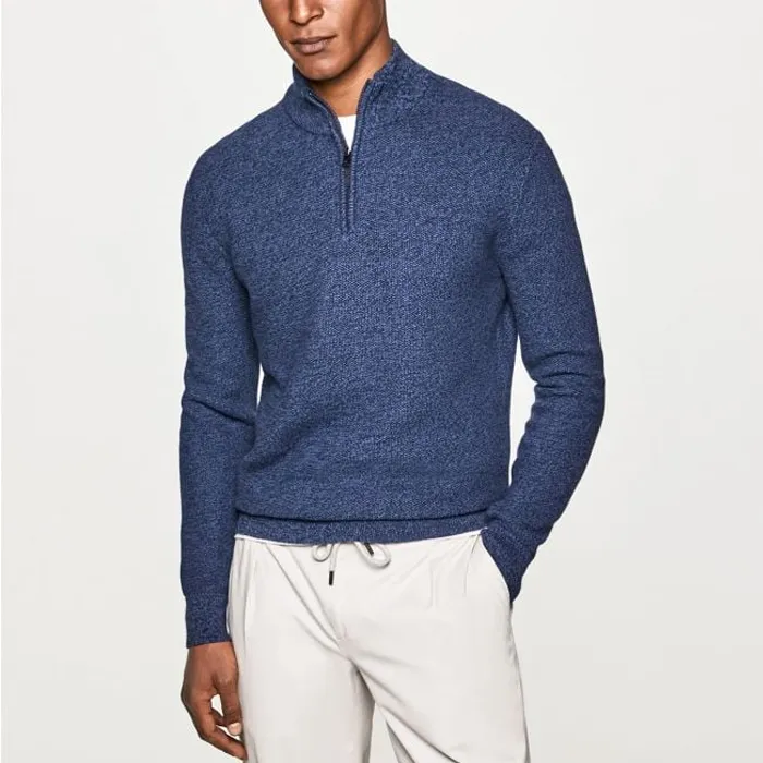 Sueter Hackett – Cotton Mouline Half Zip Sweater