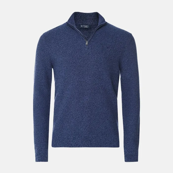 Sueter Hackett – Cotton Mouline Half Zip Sweater