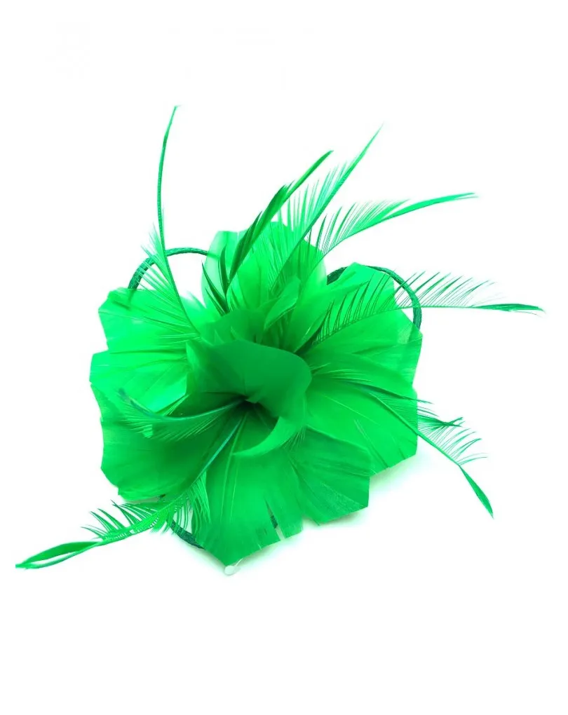 TOCADOS BODAS VERDES ESMERALDA CON PLUMAS