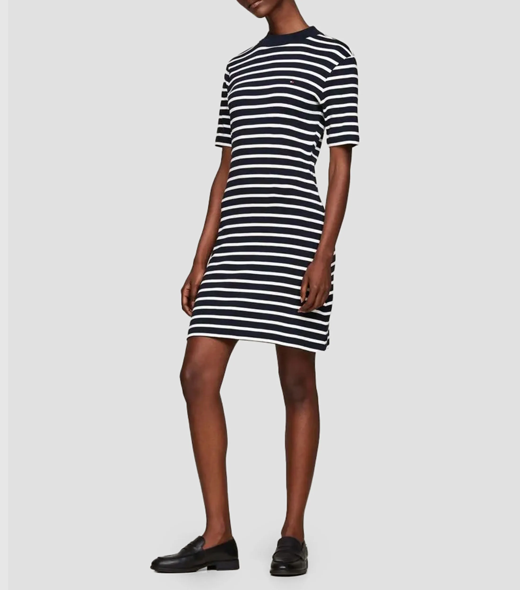 Tommy Hilfiger Vestido midi con rayas de manga corta Mujer