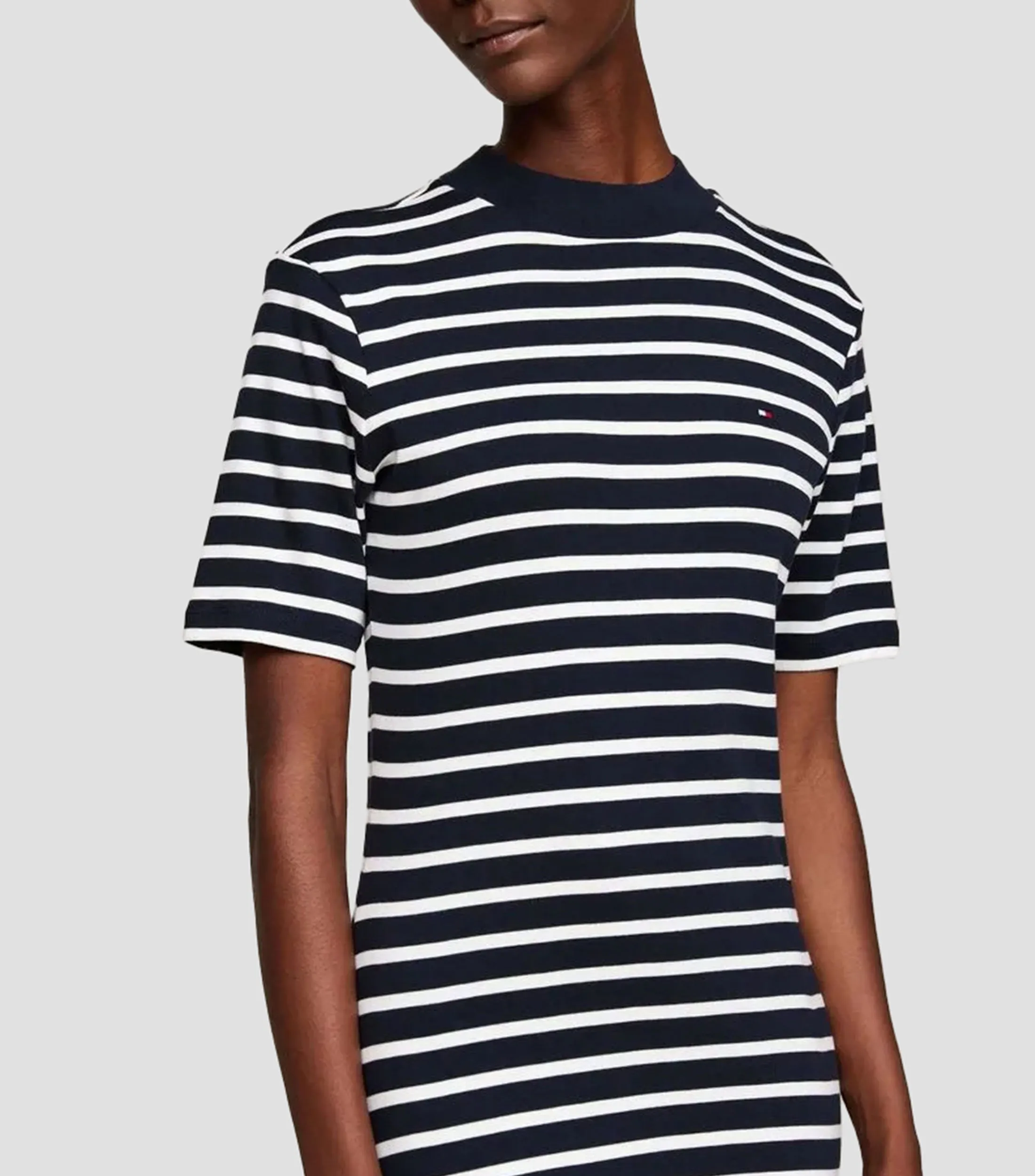 Tommy Hilfiger Vestido midi con rayas de manga corta Mujer