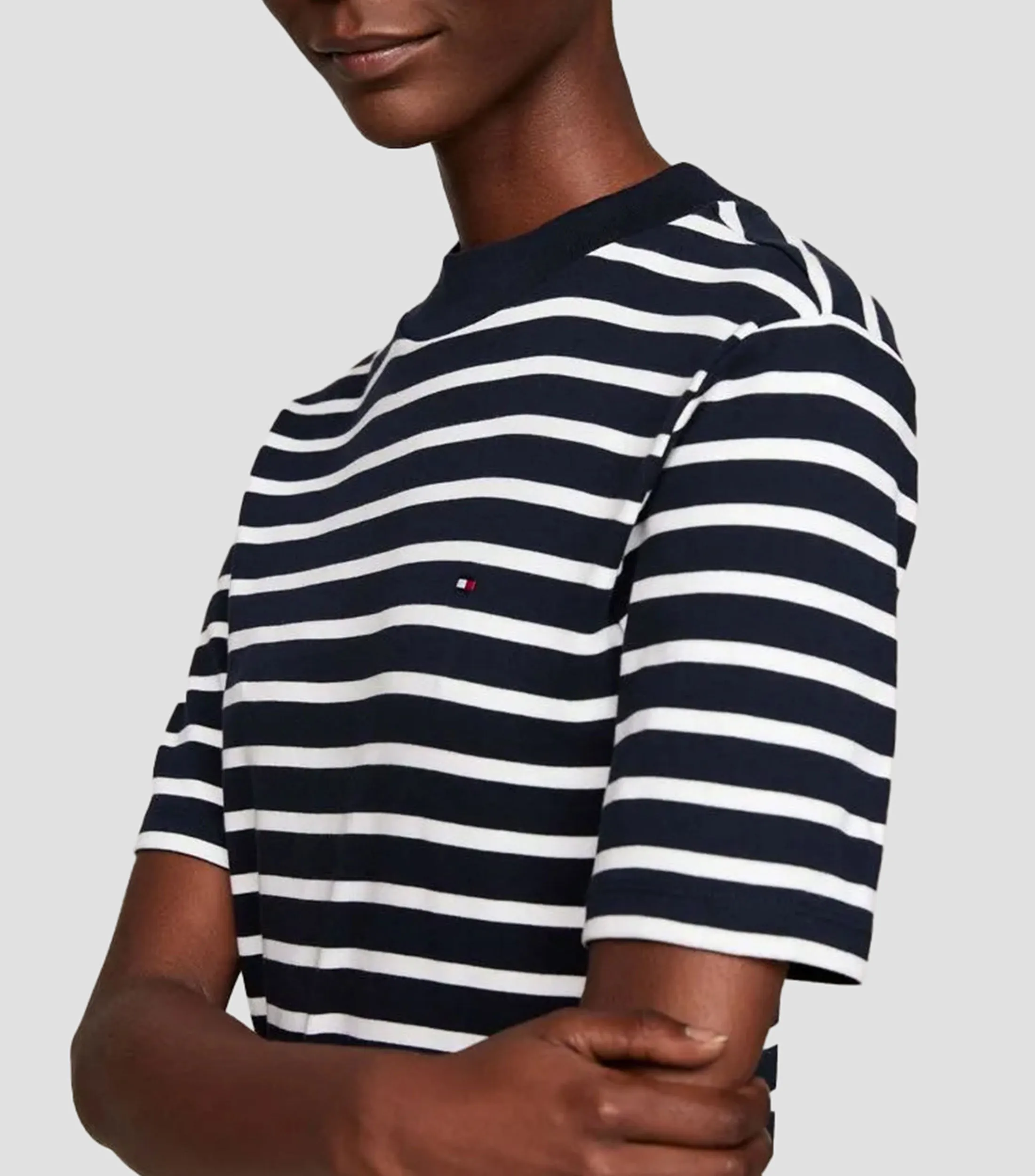 Tommy Hilfiger Vestido midi con rayas de manga corta Mujer