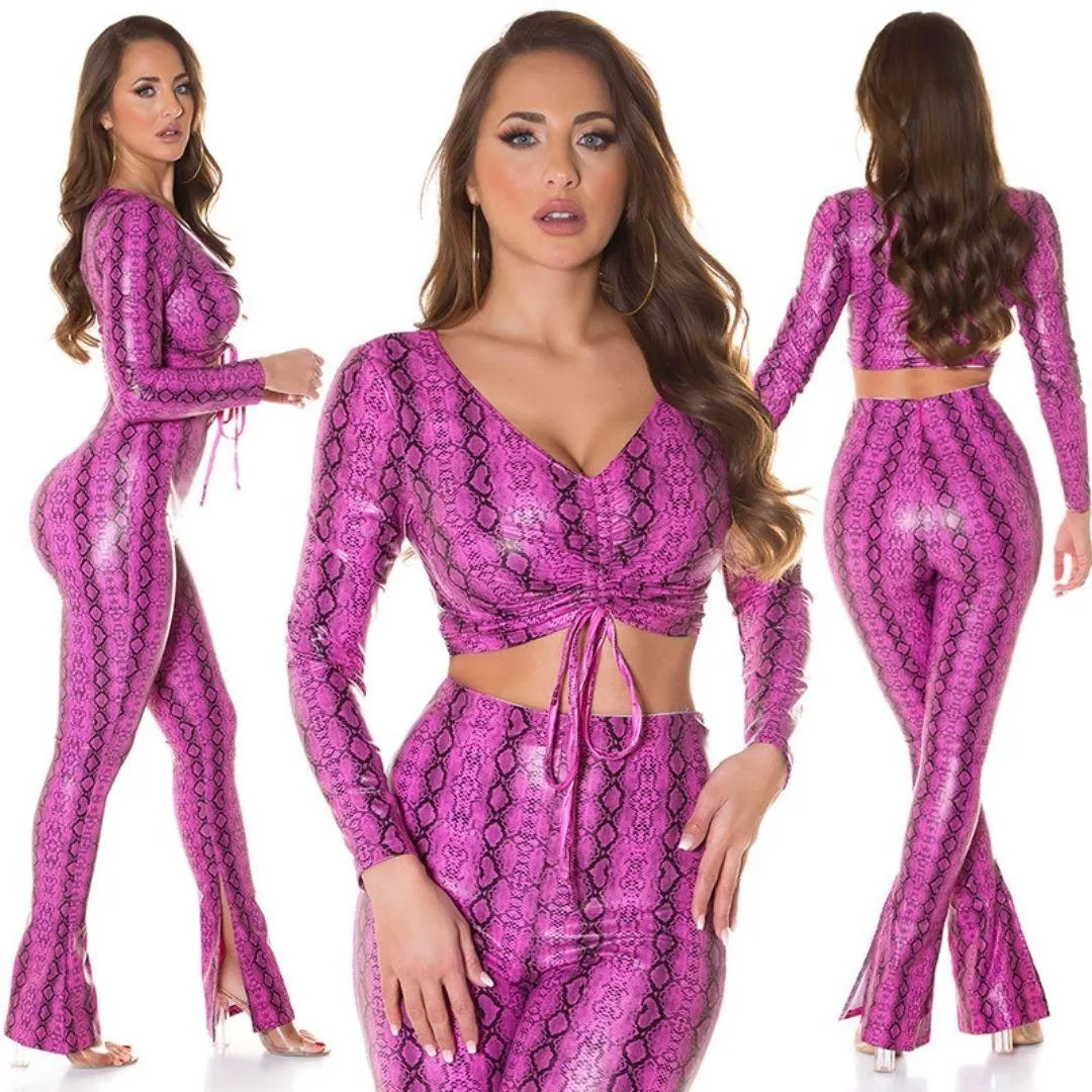 Top corto serpiente Rosa