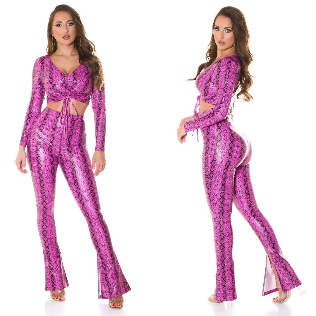 Top corto serpiente Rosa