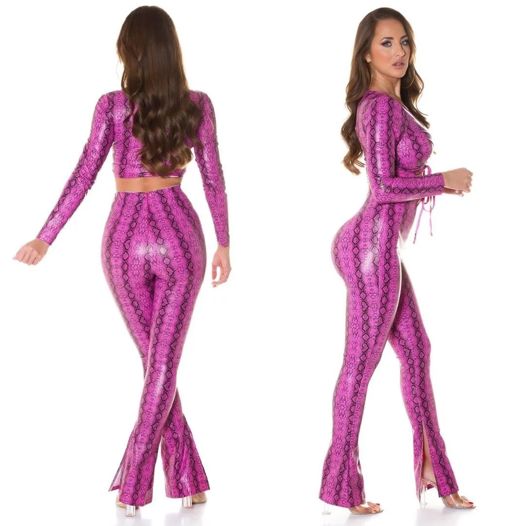 Top corto serpiente Rosa