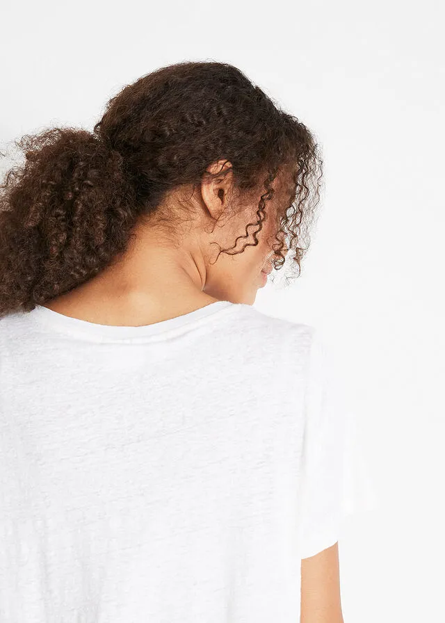 Top de lino con corte holgado Blanco