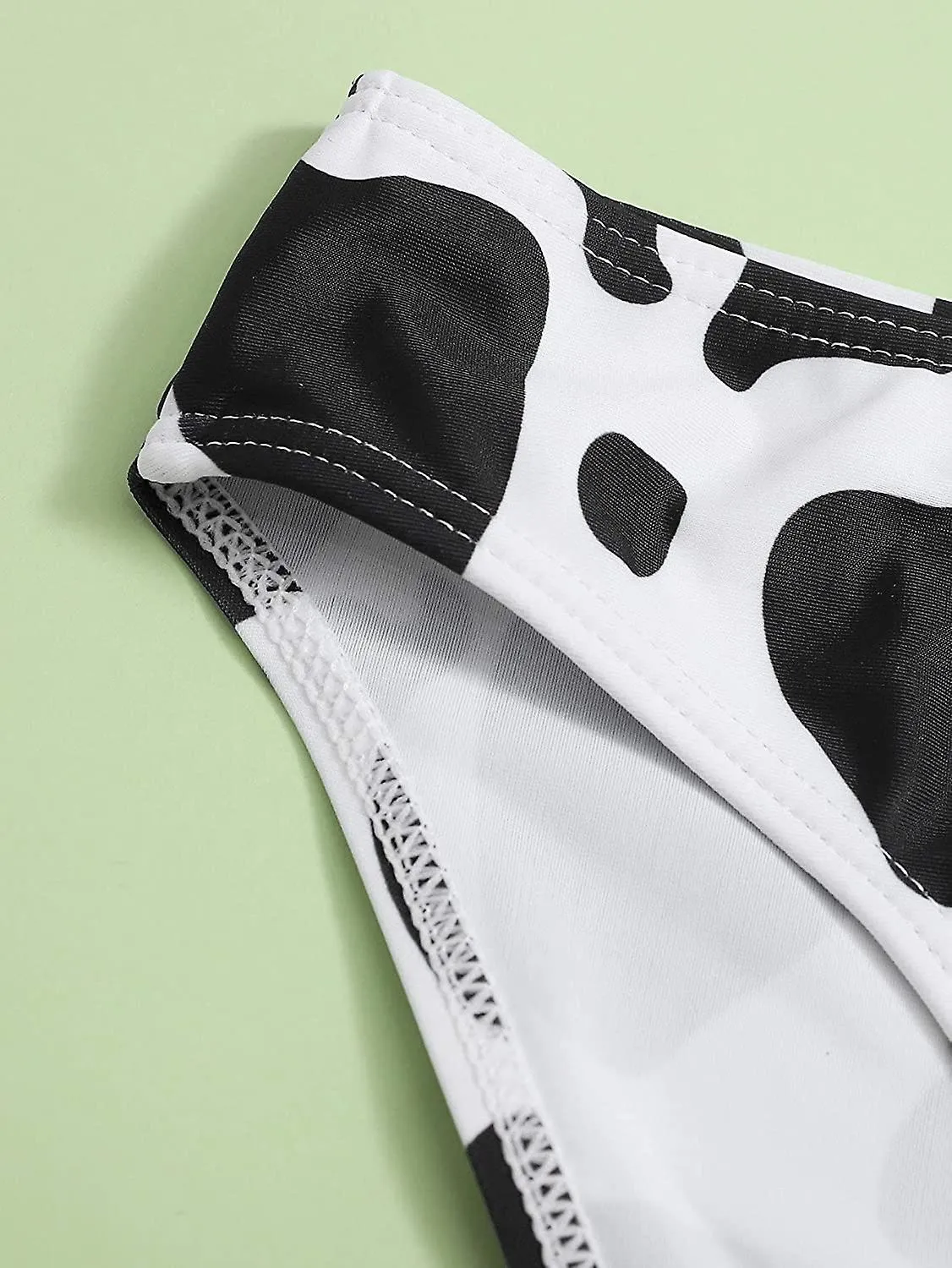 Trajes de baño chicas 3 piezas, traje de baño bikini con estampado de vaca con pantalones cortos