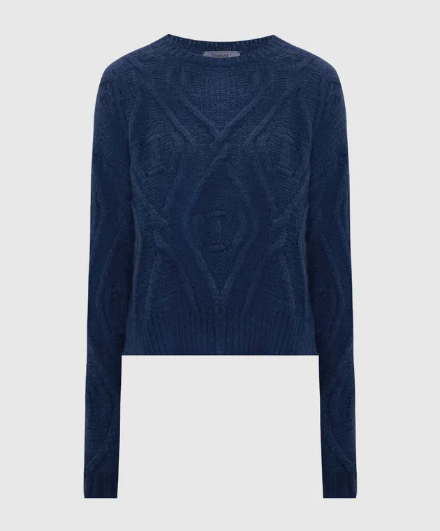 Twinset Blue sweater with wool in a textured pattern