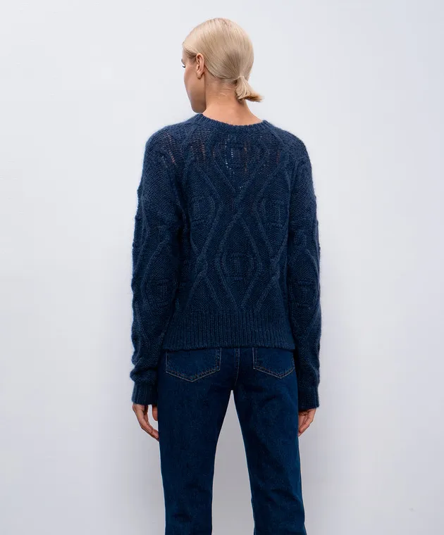 Twinset Blue sweater with wool in a textured pattern