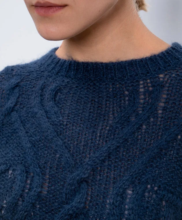 Twinset Blue sweater with wool in a textured pattern