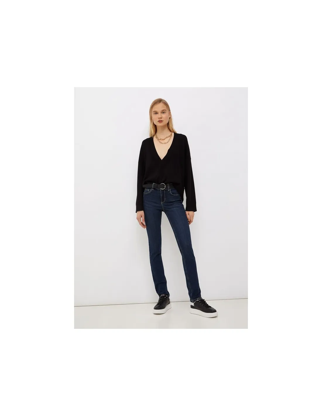 Vaquero Entallado Denim Azul
