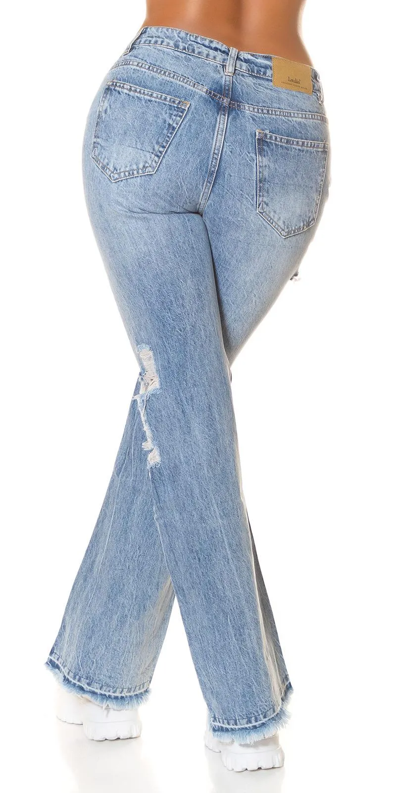 Vaqueros bootcut cintura alta y recortes