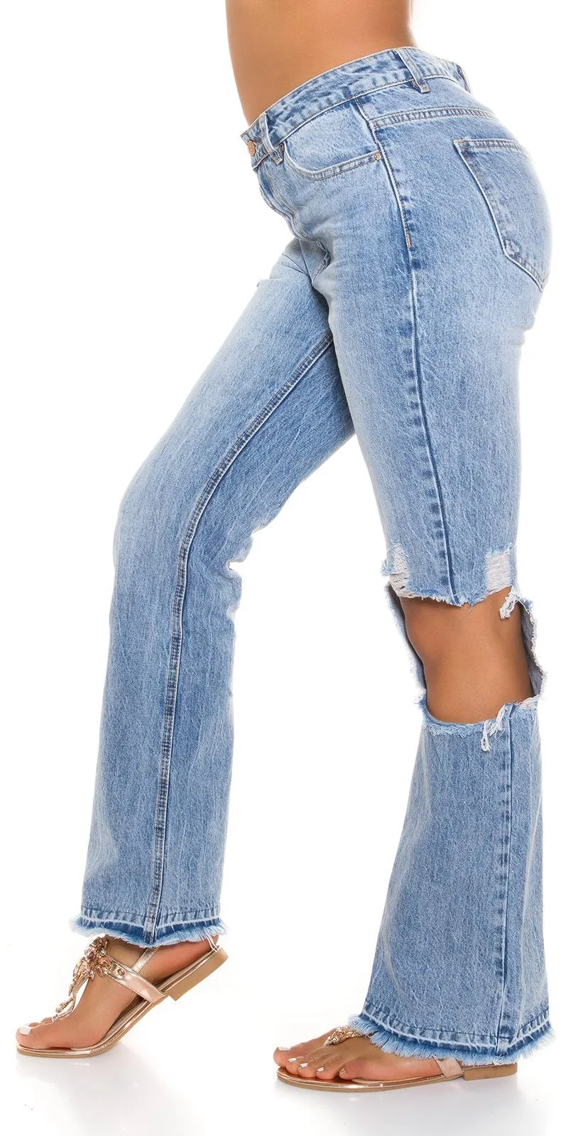 Vaqueros bootcut cintura alta y recortes